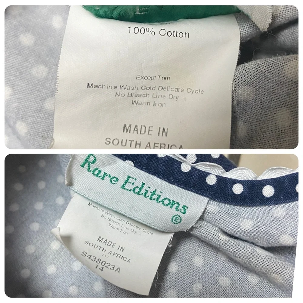 Vintage 90s Rare Editions Dress Girls Size 14 Polka Dot Daisy Appliqué Dress